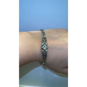 Brighton heavy chunky cz silver toned bangle bracelet
